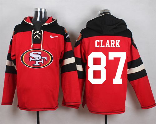 Nike 49ers #87 Dwight Clark Red Player Pullover NFL Hoodie - Click Image to Close